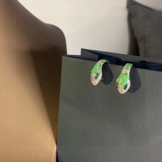 APM Monaco Emerald Serpent Hoop Earrings